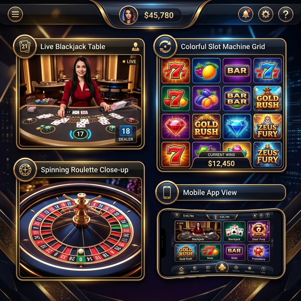 Galeria de jogos disponíveis — slots, blackjack, roleta e mesas ao vivo